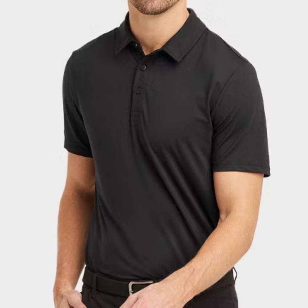 All in Motion men’s black cotton stretch short sleeve polo shirt size small